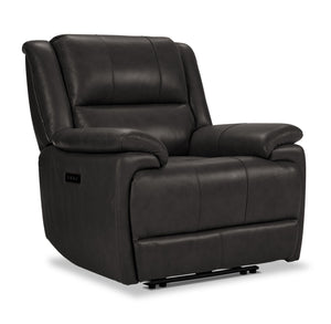 Allie Leather Dual Power Recliner - Granite