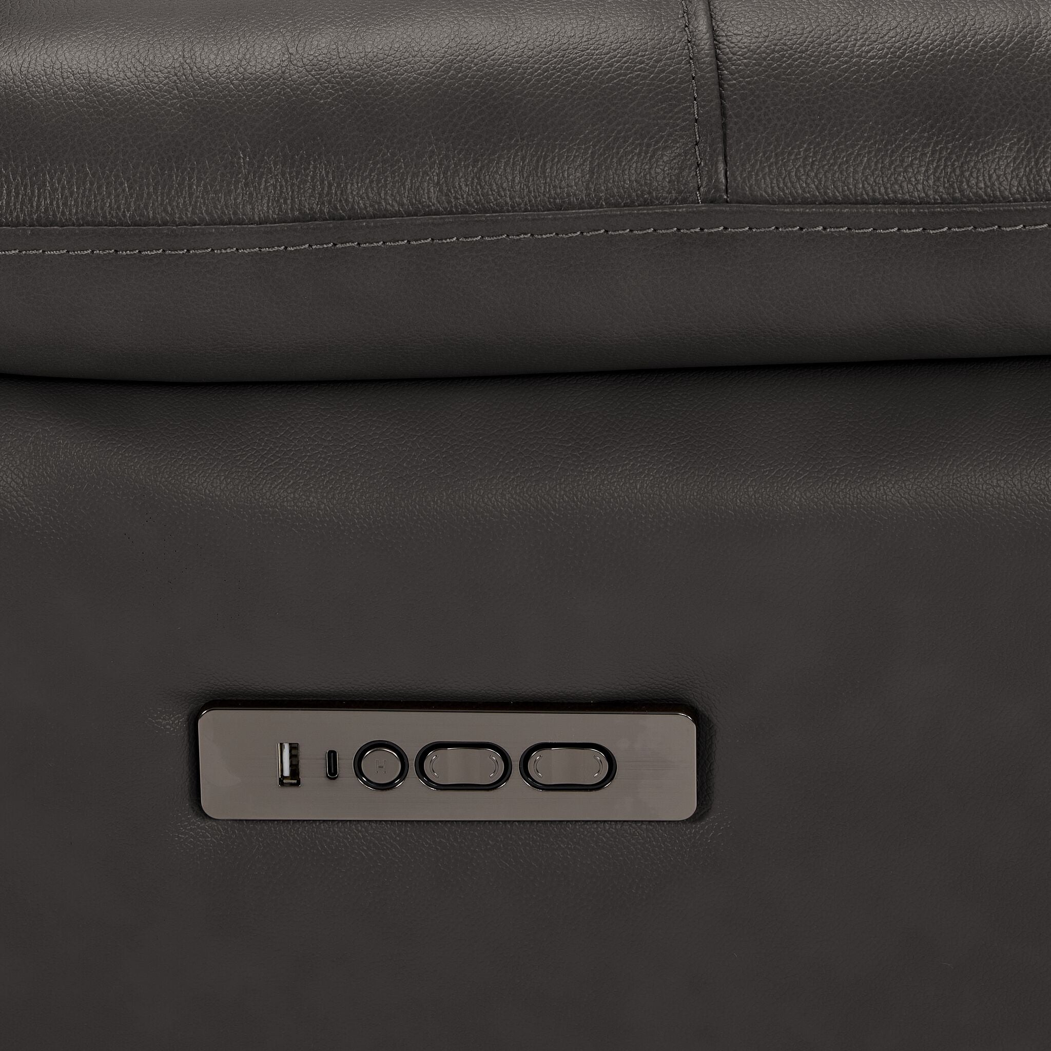 Allie Leather Dual Power Reclining Sofa - Granite