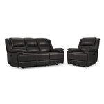 Allie Leather Dual Power Reclining Sofa and Recliner Set - Granite