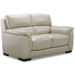 Avalon Leather Sofa and Loveseat Set - Oyster Grey Cream