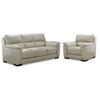 Avalon Leather Sofa and Chair Set - Oyster Grey Cream