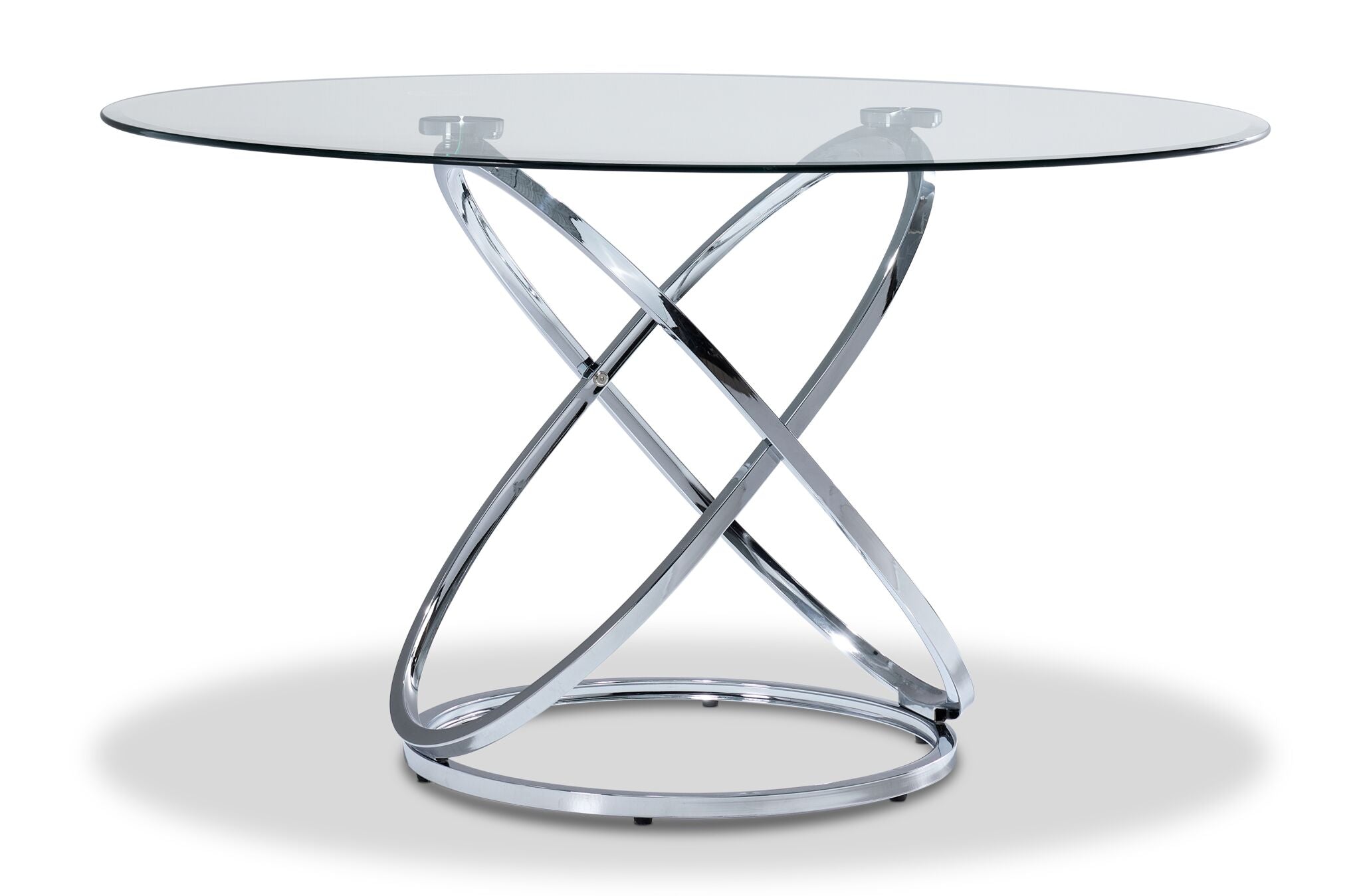 Axis Round Dining Table - Glass and Chrome