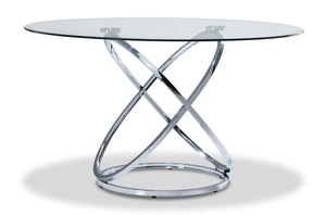 Axis Round Dining Table - Glass and Chrome