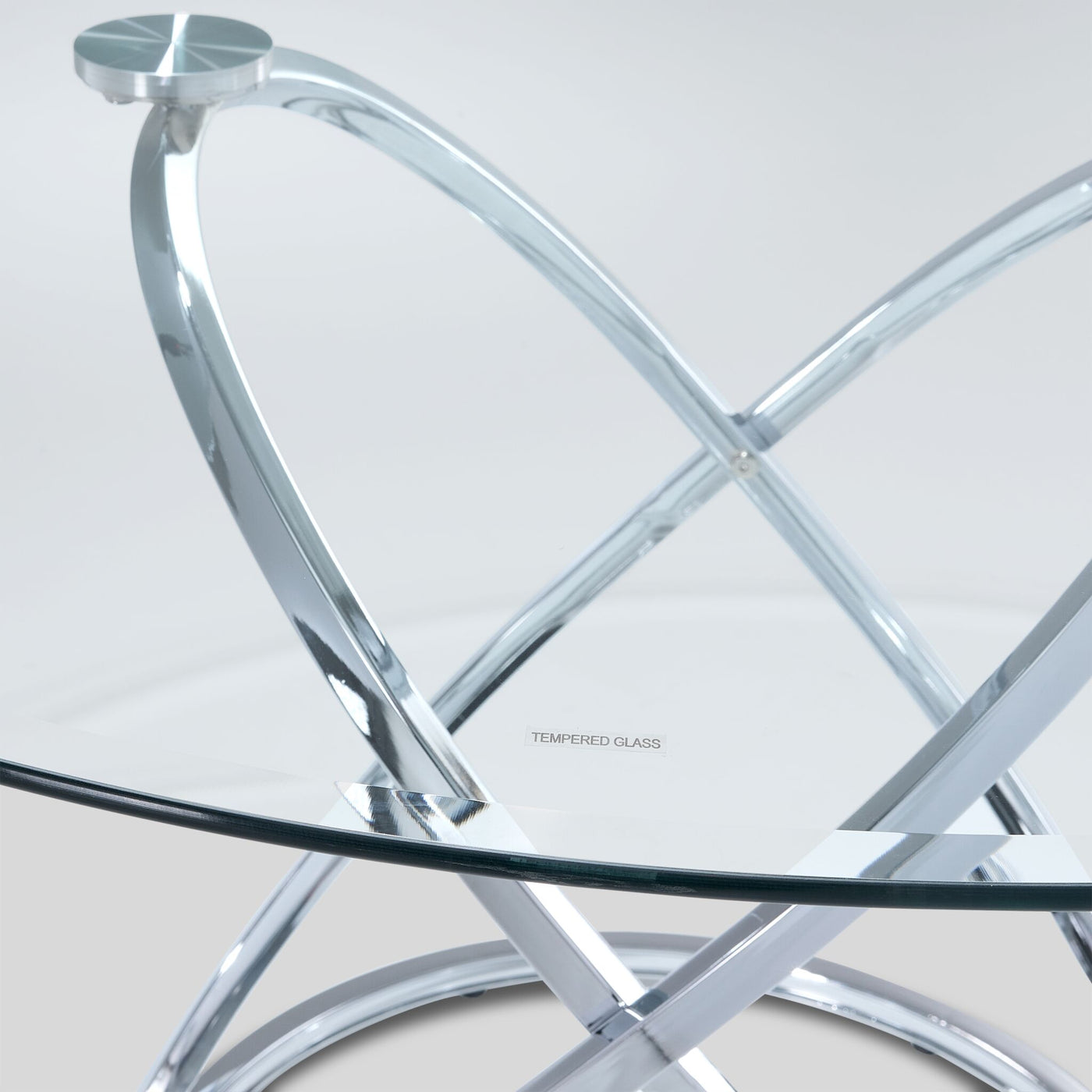 Axis Round Dining Table - Glass and Chrome