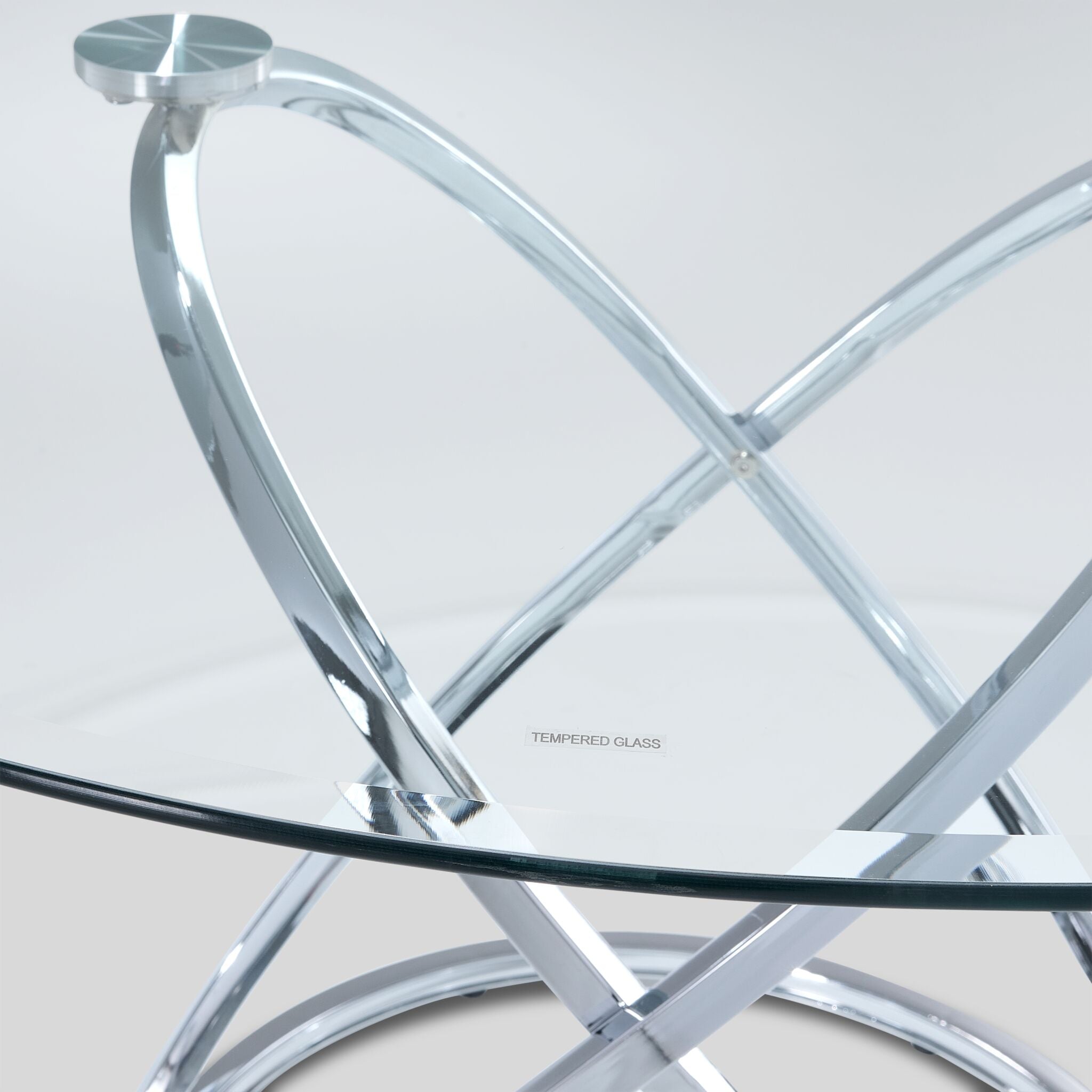 Axis Round Dining Table - Glass and Chrome