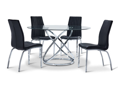 Axis 5-Piece Round Dining Room Set - Glass and Chrome