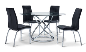 Axis 5-Piece Round Dining Room Set - Glass and Chrome