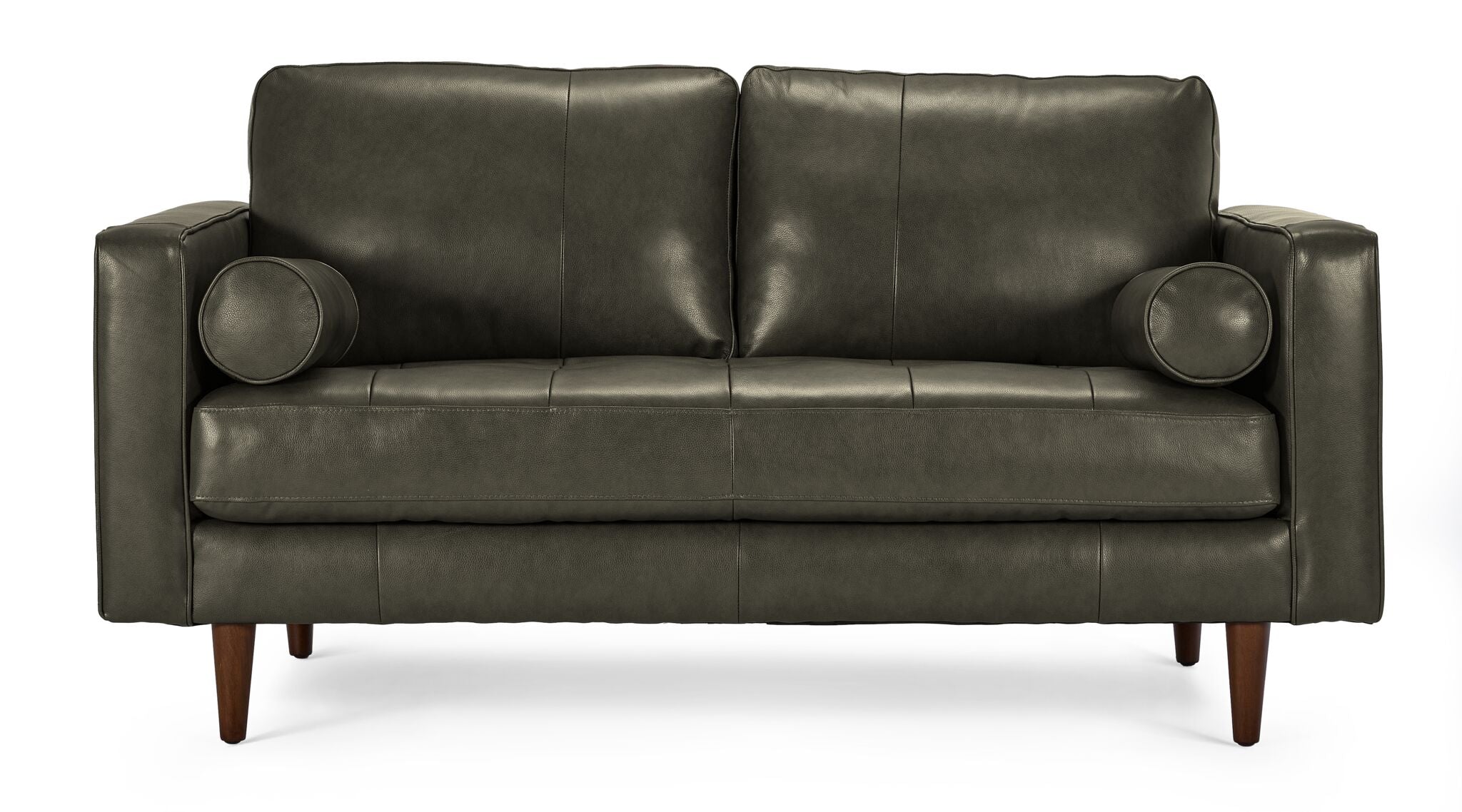 Bari Leather Loveseat - Charcoal