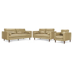 Bari Leather Sofa, Loveseat and Chair Set - Stone