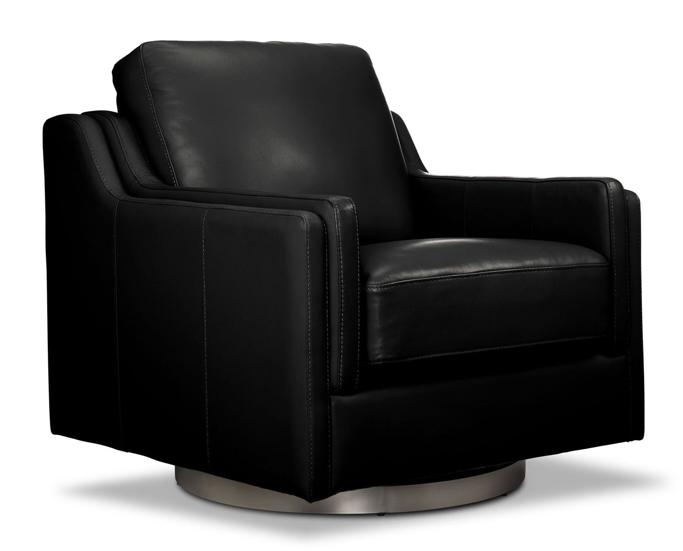 Bella Leather Swivel Chair - Black