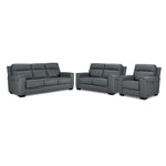 Benevento Leather Sofa, Loveseat and Chair Set - Steel