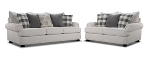 Beverly Sofa and Loveseat Set - TicTac Ivory