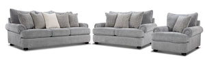 Beverly Sofa, Loveseat and Chair and a Half Set - Vangoh Grey