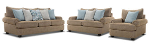 Beverly Sofa, Loveseat and Chair and a Half Set - Hightec Umber