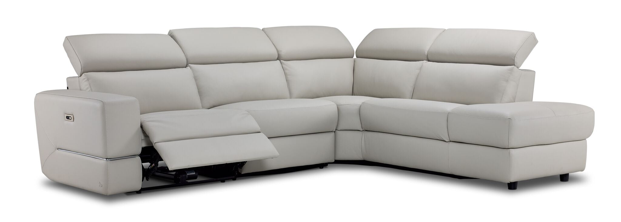 Bianca 3-Piece Power Sectional with Right Facing Chaise - Light Grey