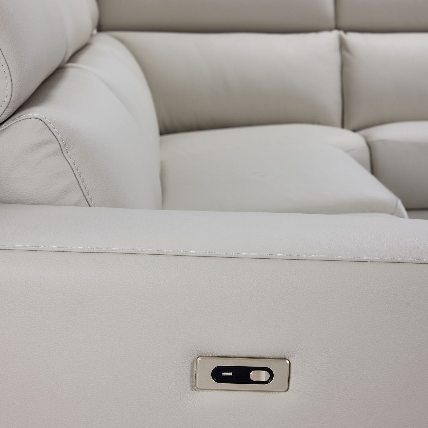 Bianca 3-Piece Power Sectional with Right Facing Chaise - Light Grey