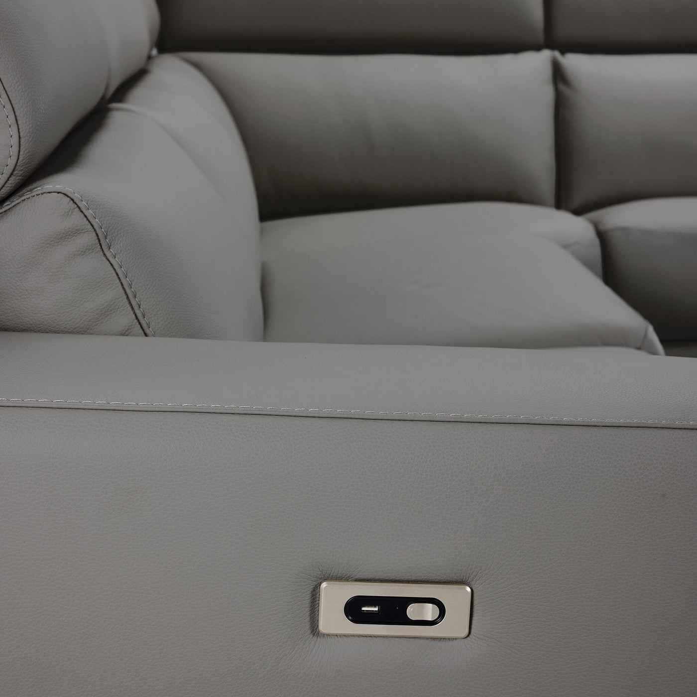 Bianca 3-Piece Power Sectional with Right Facing Chaise - Grey