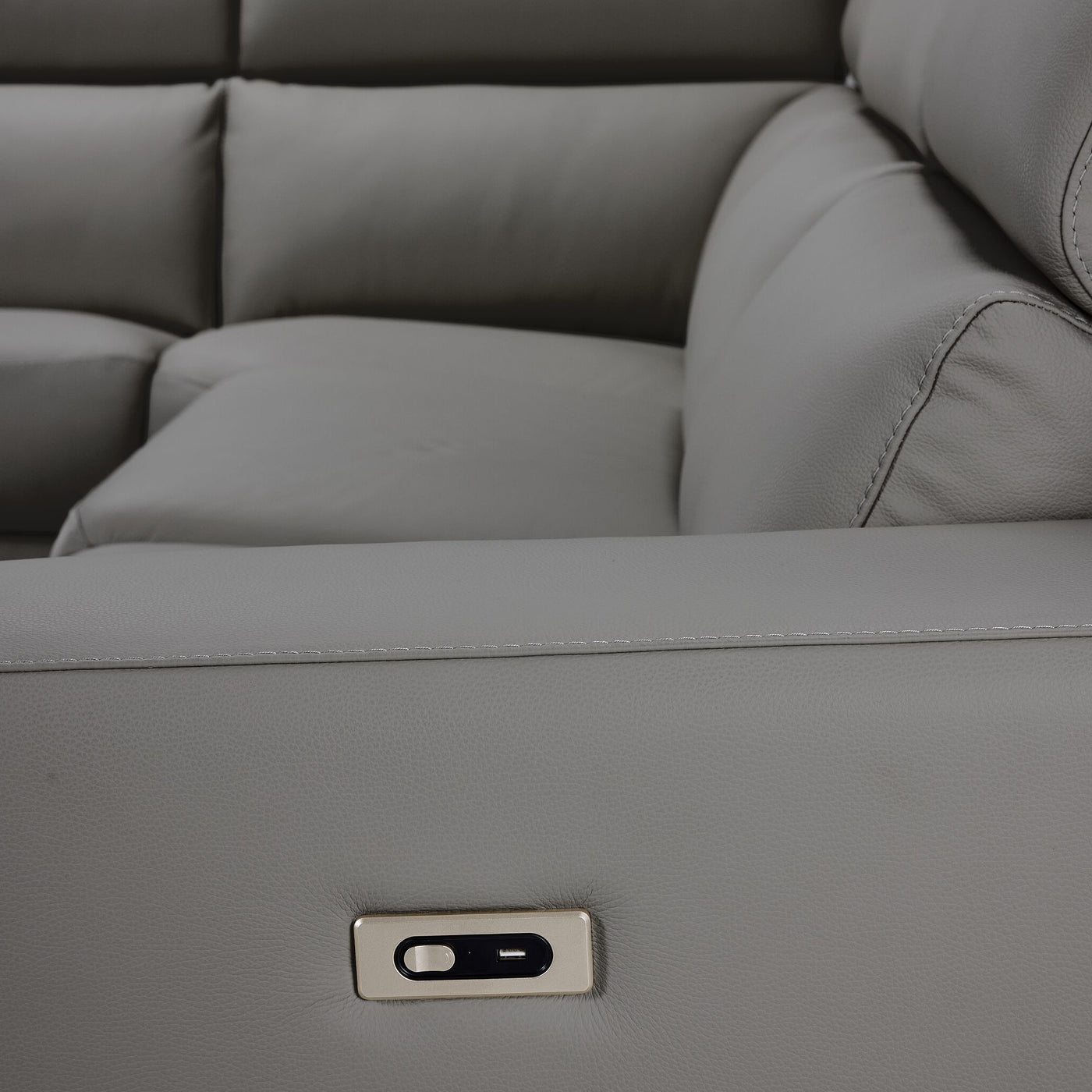 Bianca 3-Piece Power Sectional with Left Facing Chaise - Grey