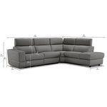 Bianca 3-Piece Power Sectional with Right Facing Chaise - Grey