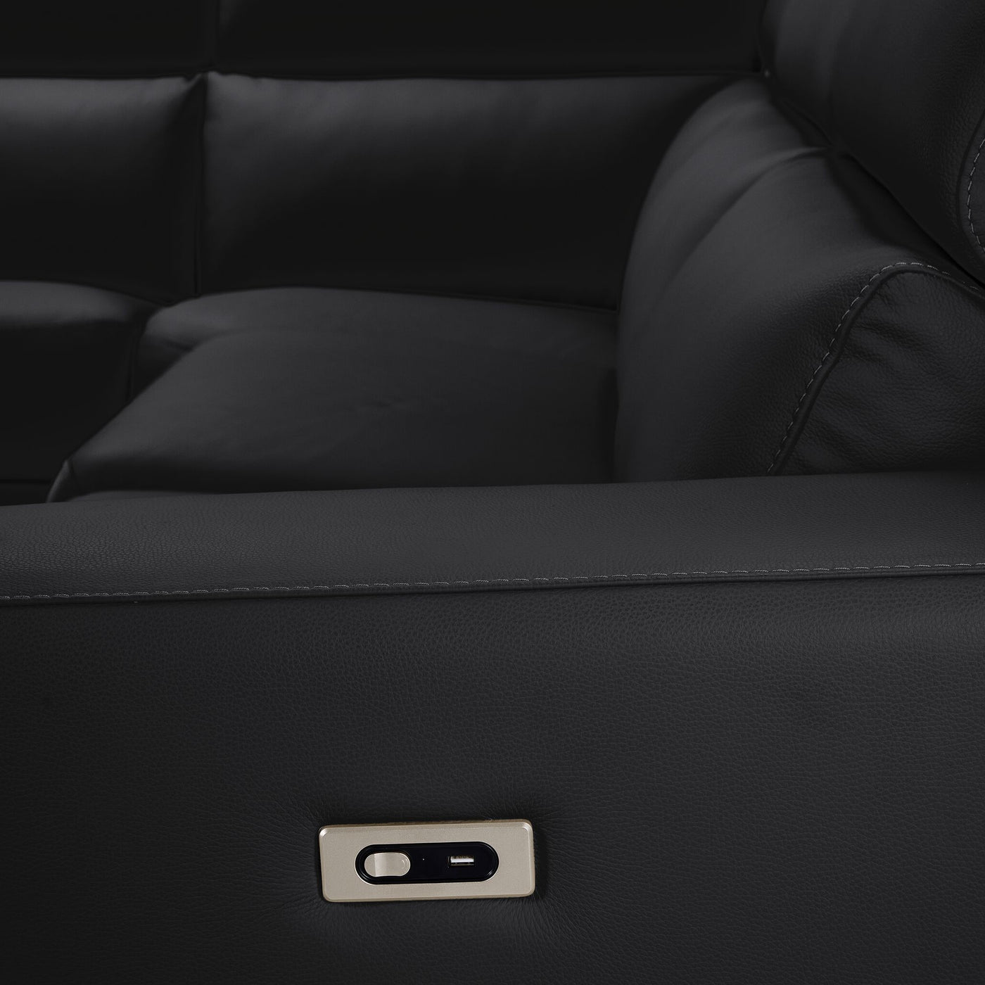 Bianca 3-Piece Power Sectional with Left Facing Chaise - Dark Grey