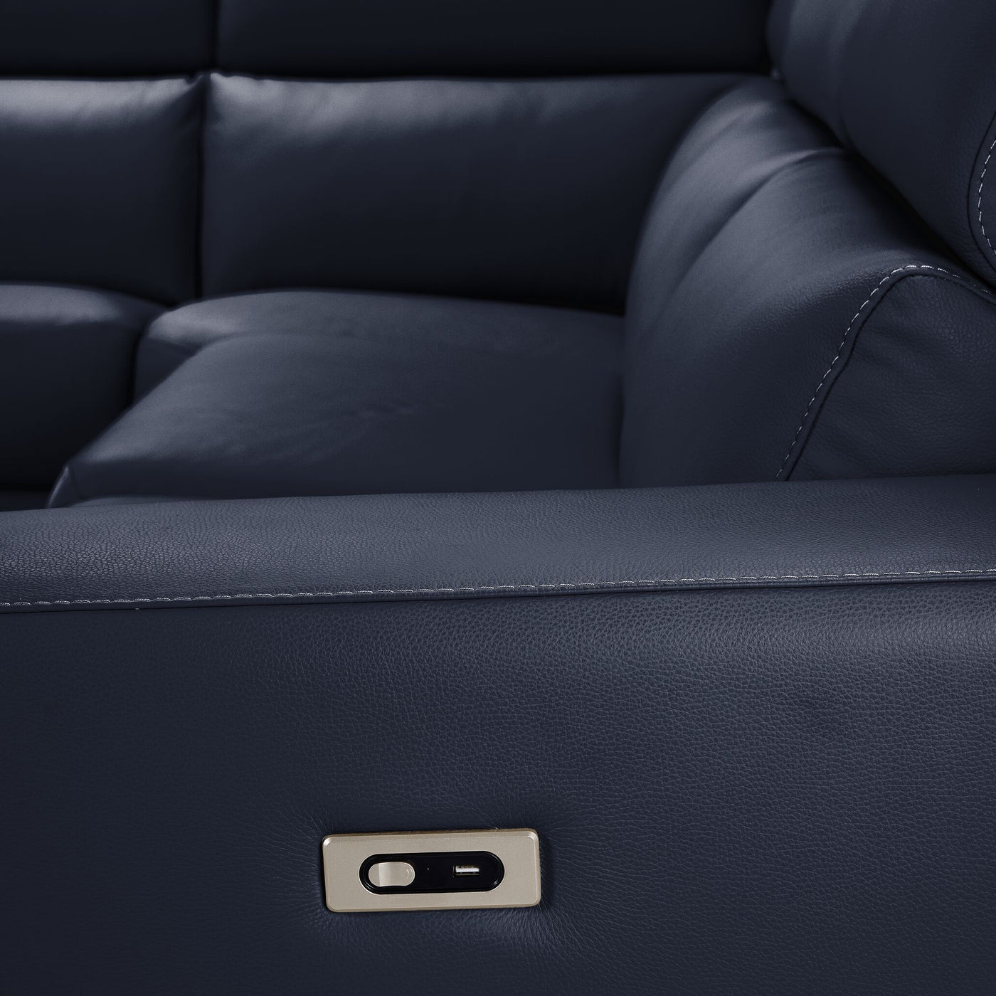 Bianca 3-Piece Power Sectional with Left Facing Chaise - Navy Blue