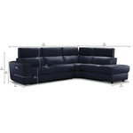 Bianca 3-Piece Power Sectional with Right Facing Chaise - Navy Blue