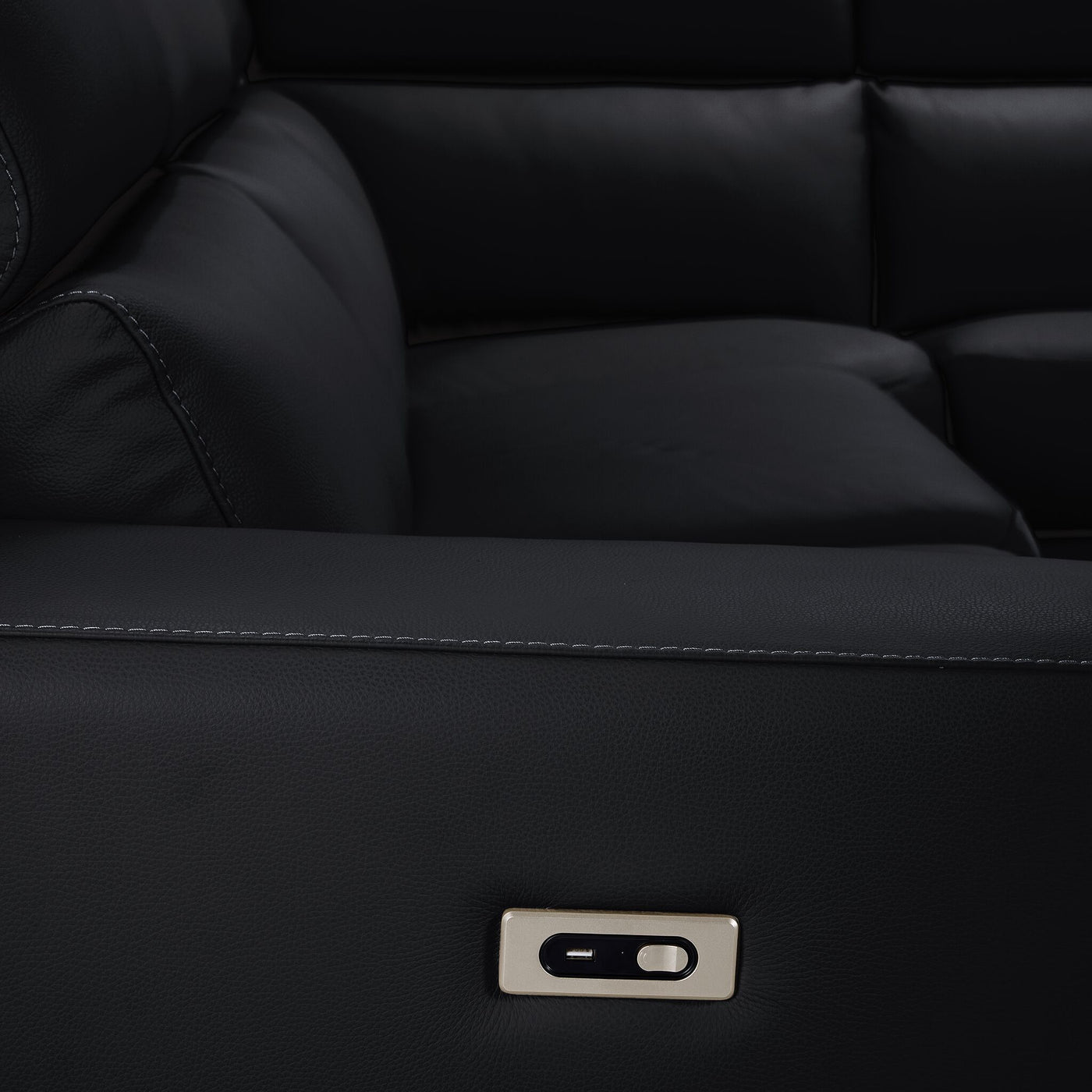 Bianca 3-Piece Power Sectional with Right Facing Chaise - Black