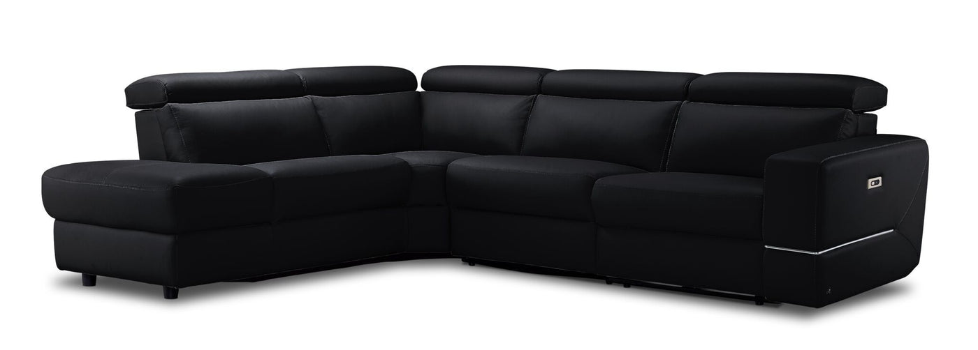 Bianca 3-Piece Power Sectional with Left Facing Chaise - Black