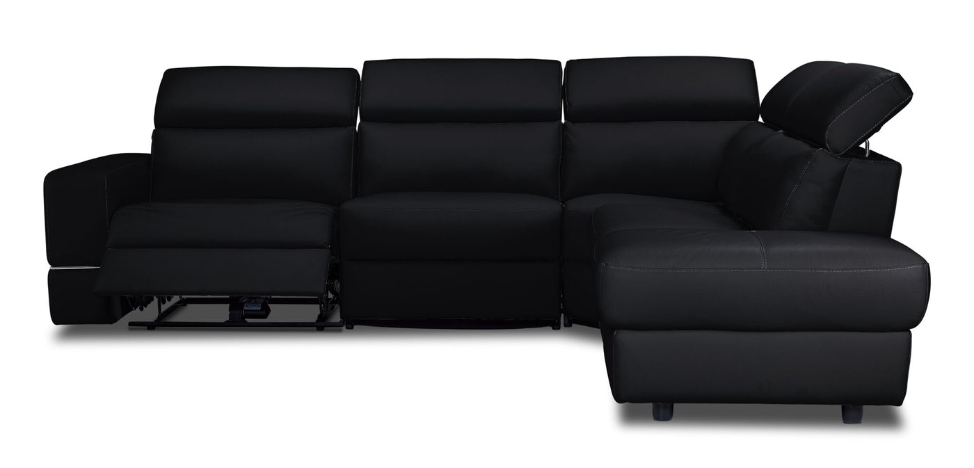 Bianca 3-Piece Power Sectional with Right Facing Chaise - Black