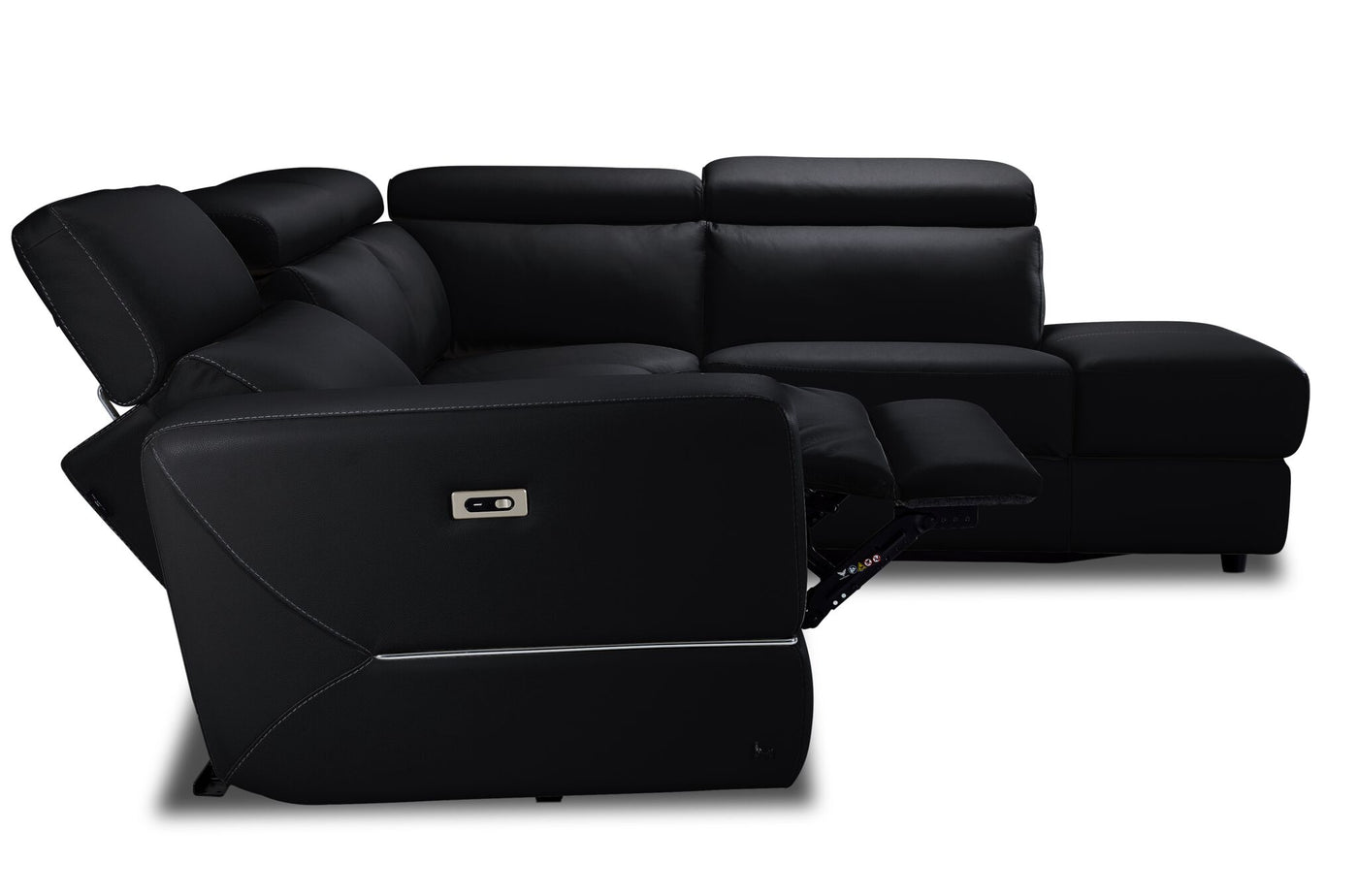 Bianca 3-Piece Power Sectional with Right Facing Chaise - Black