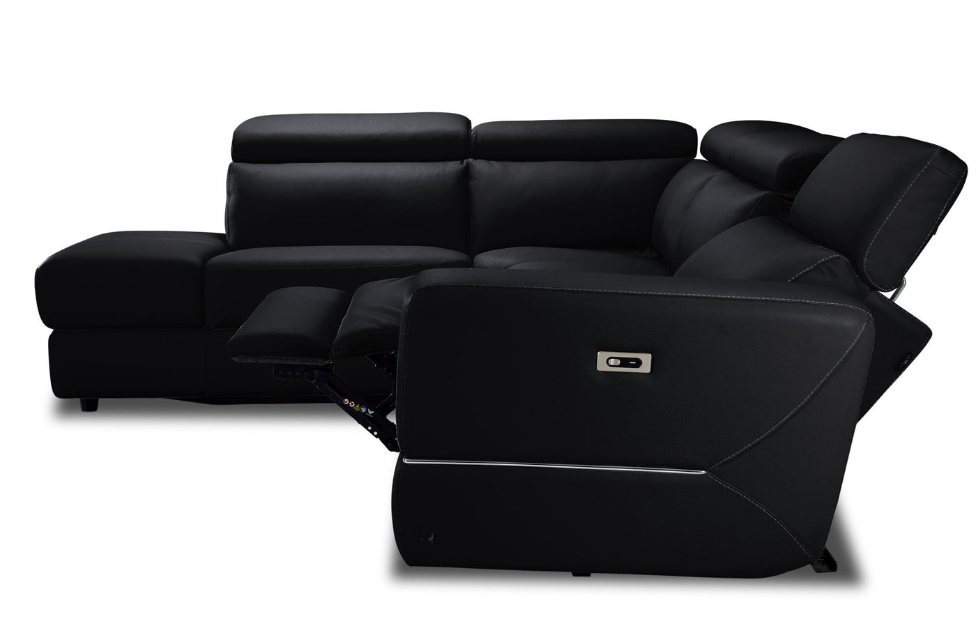 Bianca 3-Piece Power Sectional with Left Facing Chaise - Black