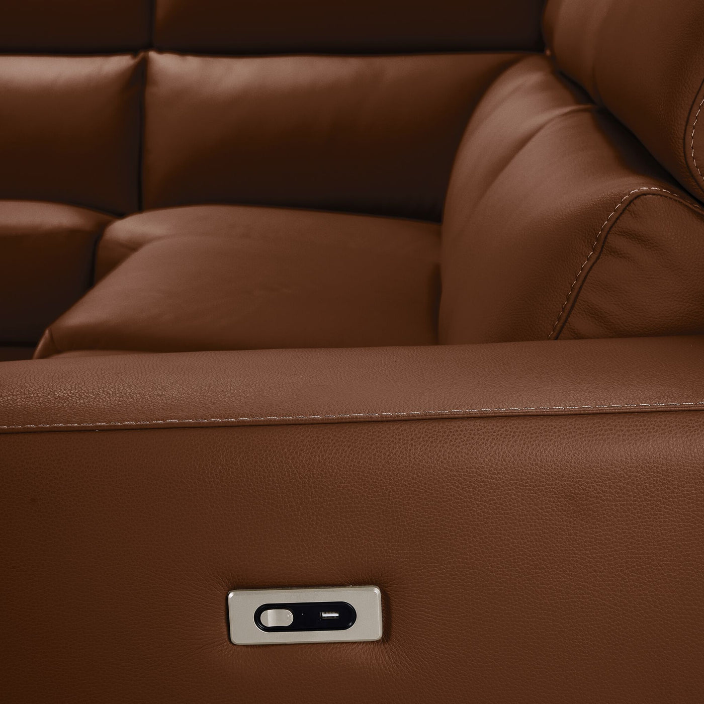 Bianca 3-Piece Power Sectional with Left Facing Chaise - Cognac