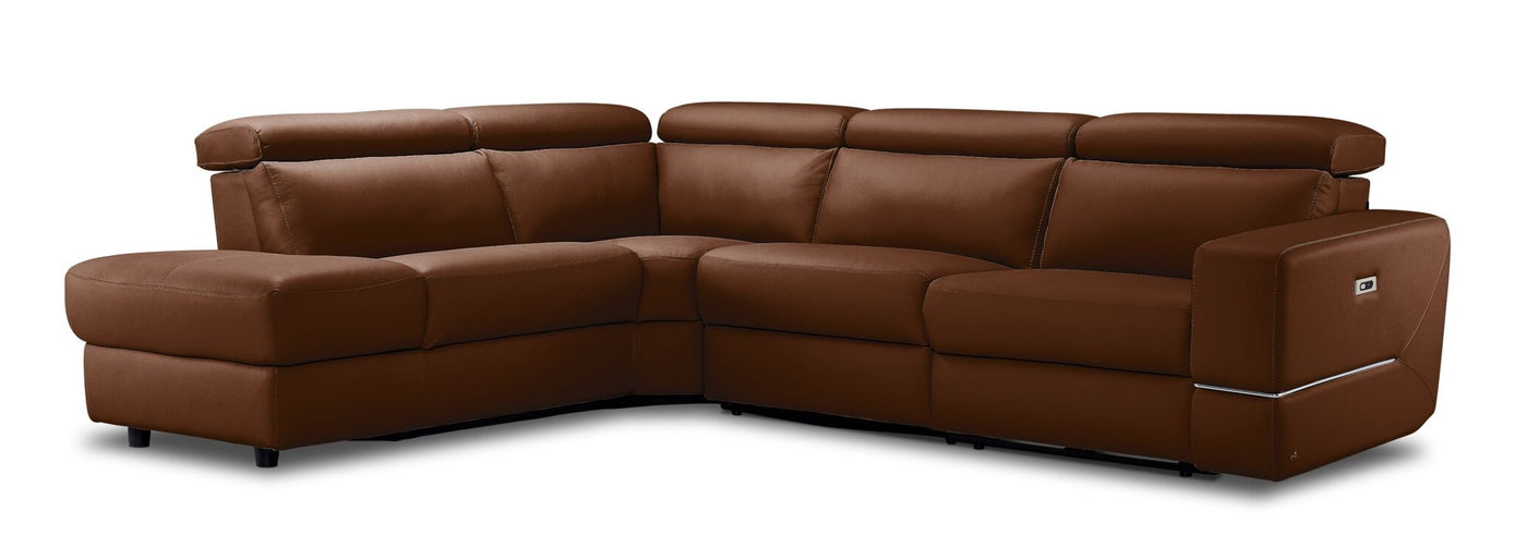 Bianca 3-Piece Power Sectional with Left Facing Chaise - Cognac