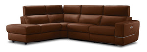 Bianca 3-Piece Power Sectional with Left Facing Chaise - Cognac