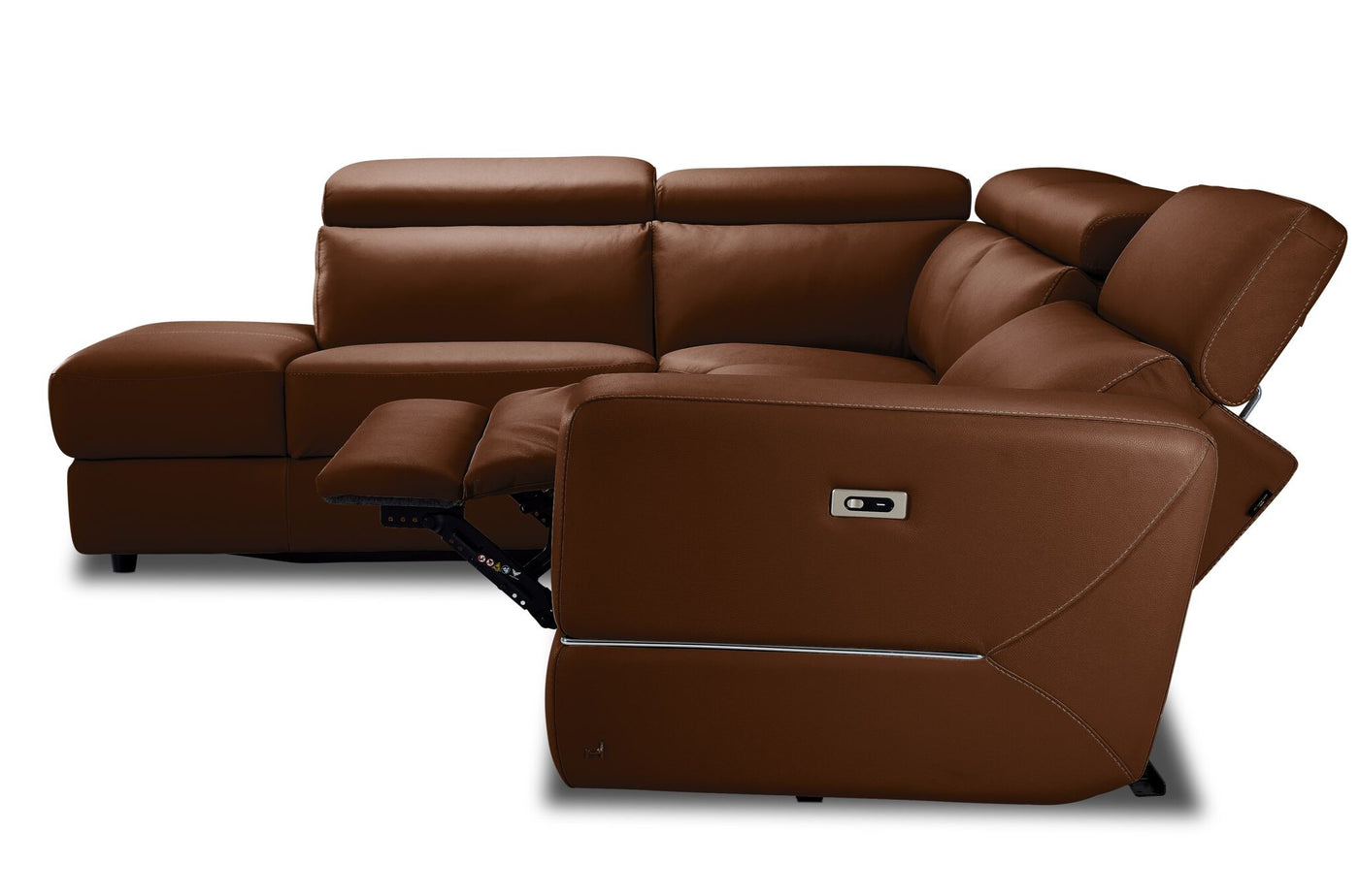 Bianca 3-Piece Power Sectional with Left Facing Chaise - Cognac