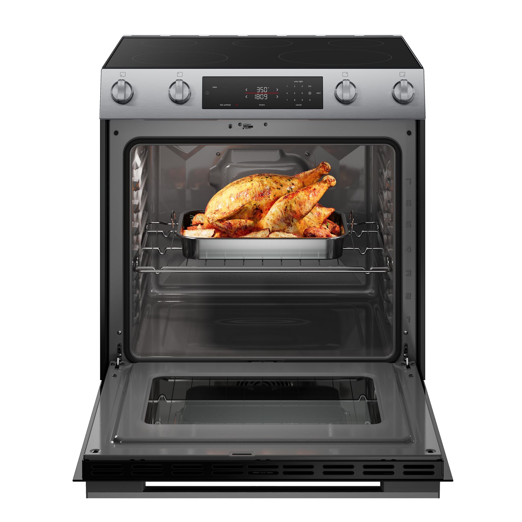 Bosch Stainless Steel 100 Series Slide-In Electric Range (5.8 Cu. Ft) - HEF1050MC