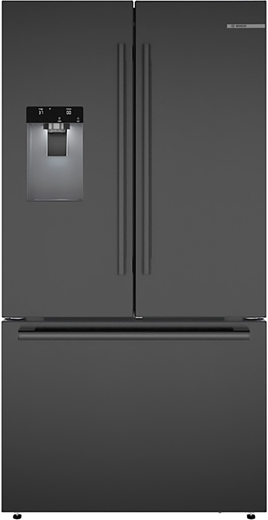 Bosch 500 Series 36" 26 Cu. Ft. Fingerprint Resistant Brushed Black Steel French Door Refrigerator - B36FD52SNB