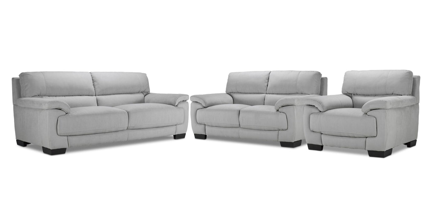 Brody Sofa, Loveseat and Chair Set - Silver Grey
