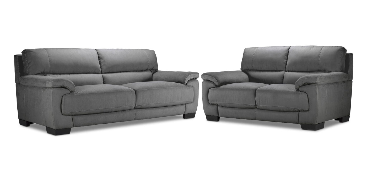Brody Sofa and Loveseat Set - Dark Grey