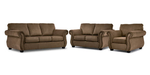 Brooklyn Sofa, Loveseat and Chair Set - Taupe