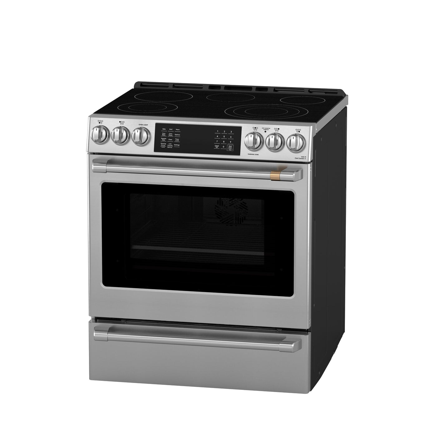 Café Stainless Steel 30" Slide-In Front Control Electric Range with Dynamic Bake (5.7 Cu.ft.) - CRS70XAWCS1