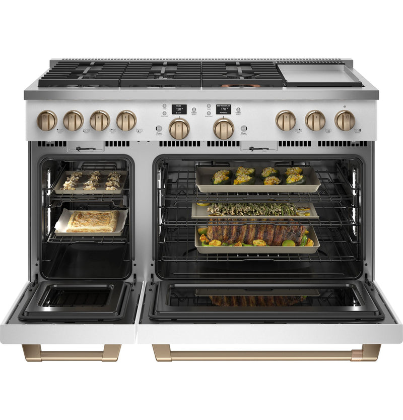 Café Matte White CommercialStyle Smart Dual Fuel Range with NoPreheat