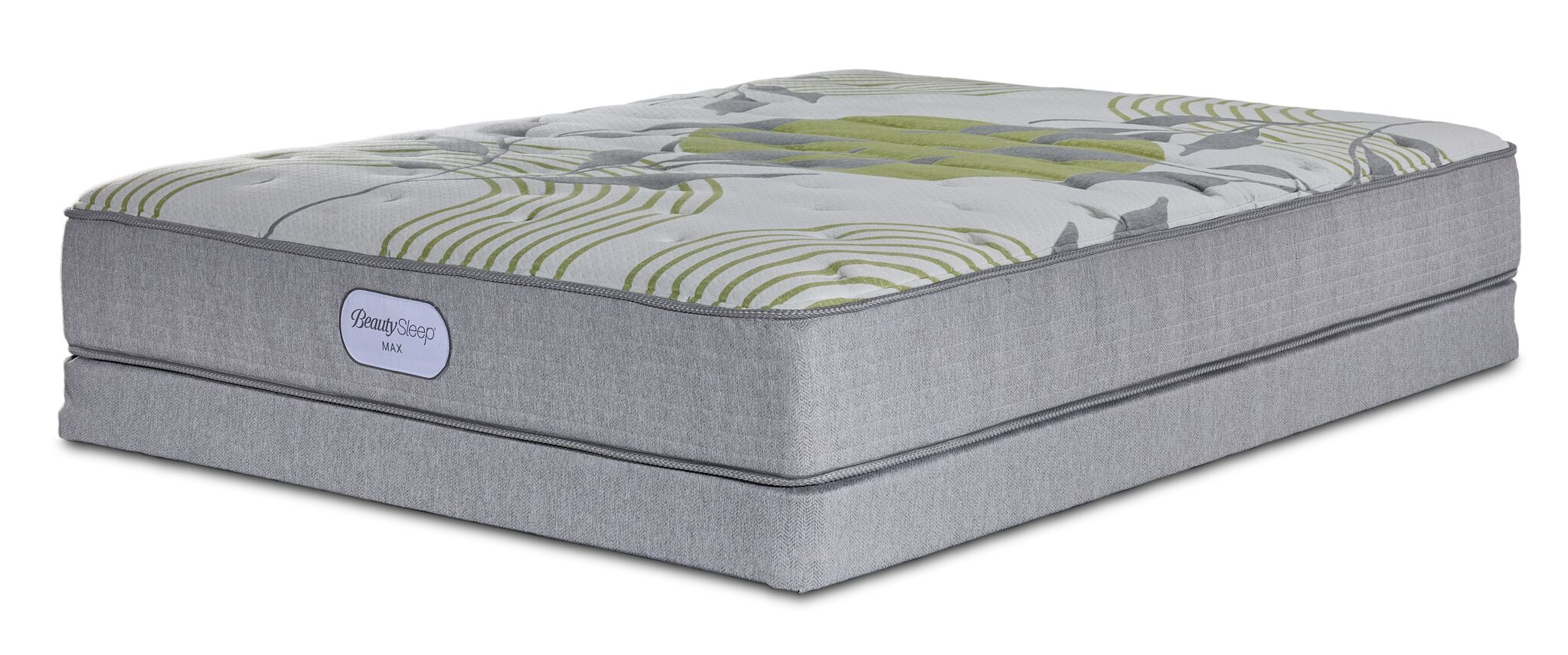 BeautySleep Max Calm Tight Top Firm Queen Mattress and Low Profile Boxspring Set