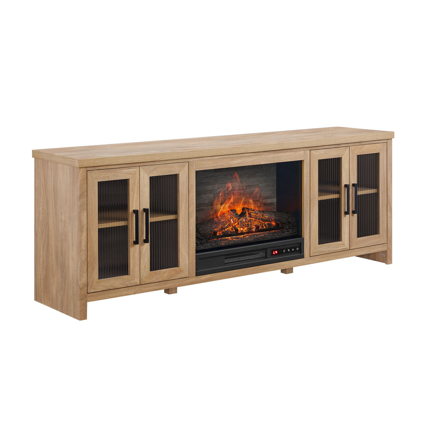 Cambridge 66" Fireplace TV Stand - Natural Oak