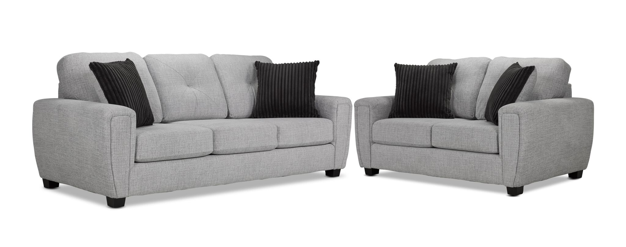 Carolina Sofa and Loveseat Set - Light Grey