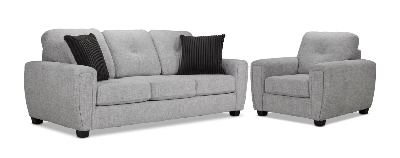 Carolina Sofa and Chair Set - Light Grey