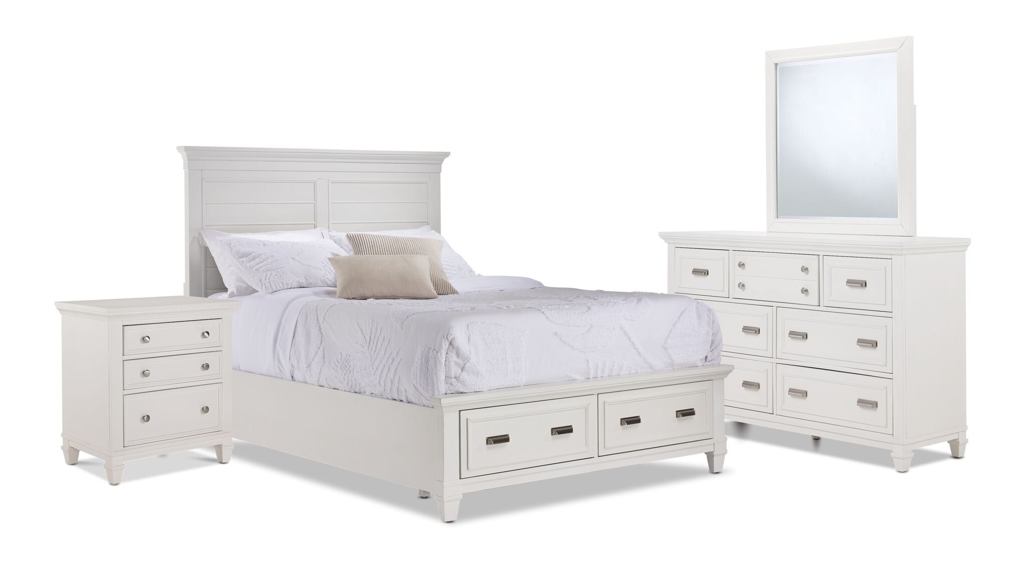 Charleston 6 - Piece Queen Storage Bedroom Package- Dove White
