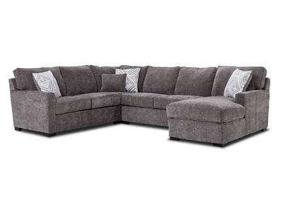 Charlotte 4-Piece Sectional with Right-Facing Chaise - Pewter