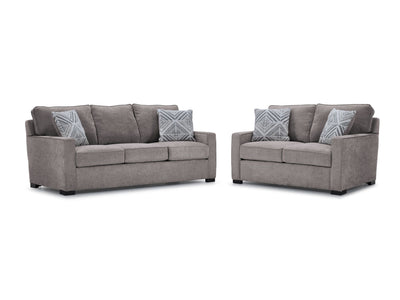 Charlotte Sofa and Loveseat Set - Smoke