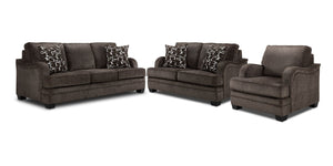 Charmaine Sofa, Loveseat and Chair Set - Brown